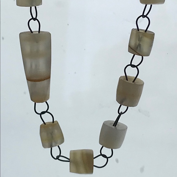 Vintage Moss Agate 3 Line Stone Beads Necklace - Picture 8 of 8